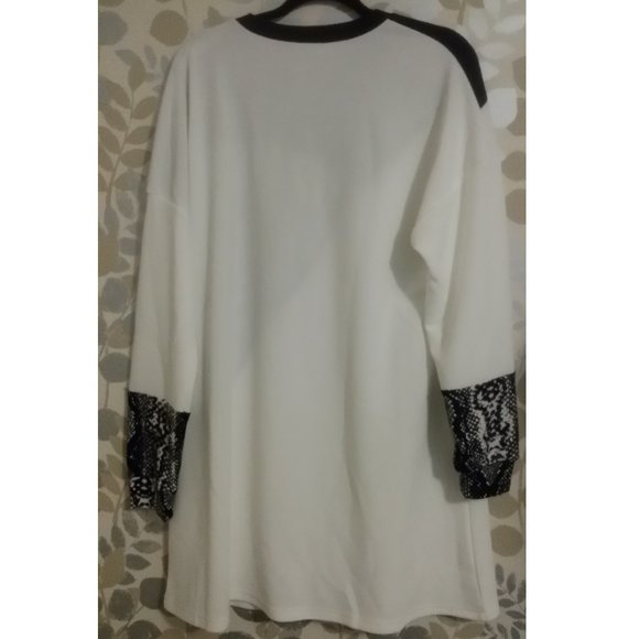 SHEIN Black n White Tunic Sz L US 8/10 NEW! - Picture 2 of 5